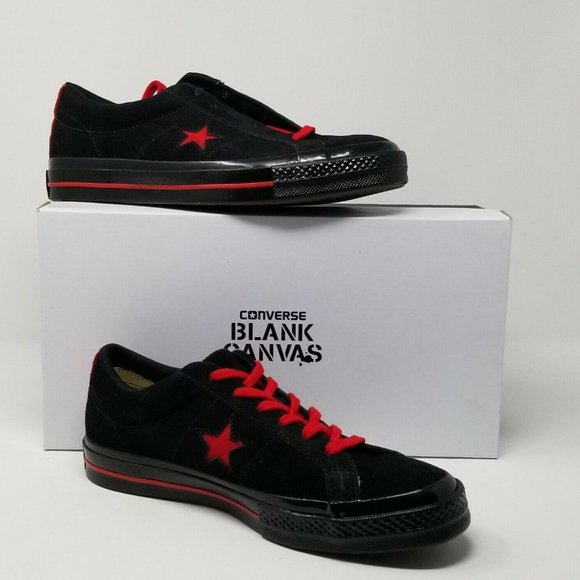 Converse Custom One Star Black/Red Suede Leather Men’s 6.5/ Women’s 8.5